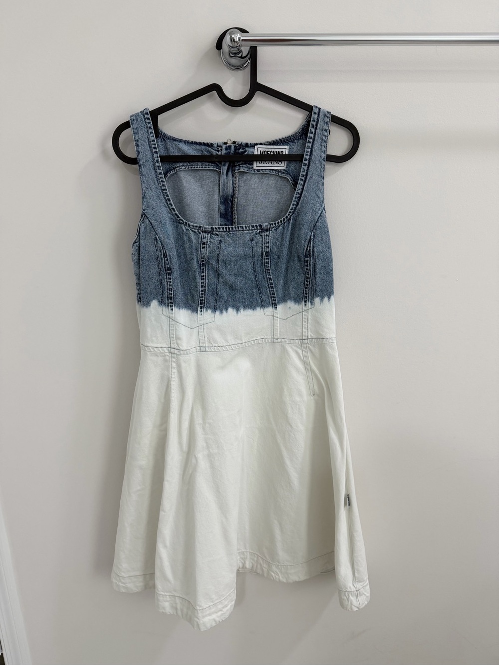 Moschino Blue and White Dip-Dye Denim Midi Dress